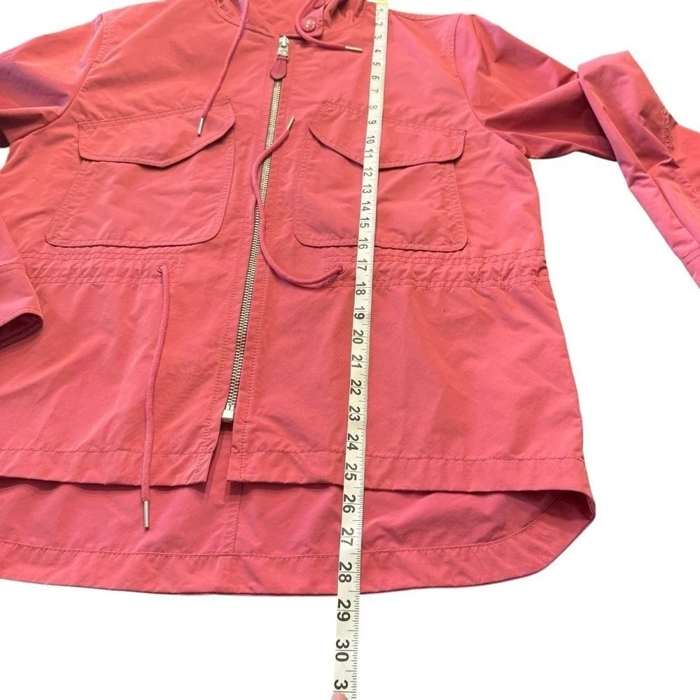 Coach Womens Pink Hooded Utility Field Jacket Parka XS Drawstring Waist Full Zip